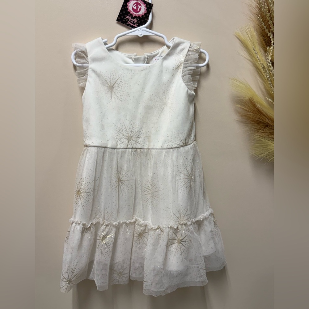 The Children's Place White and Gold Star Dress